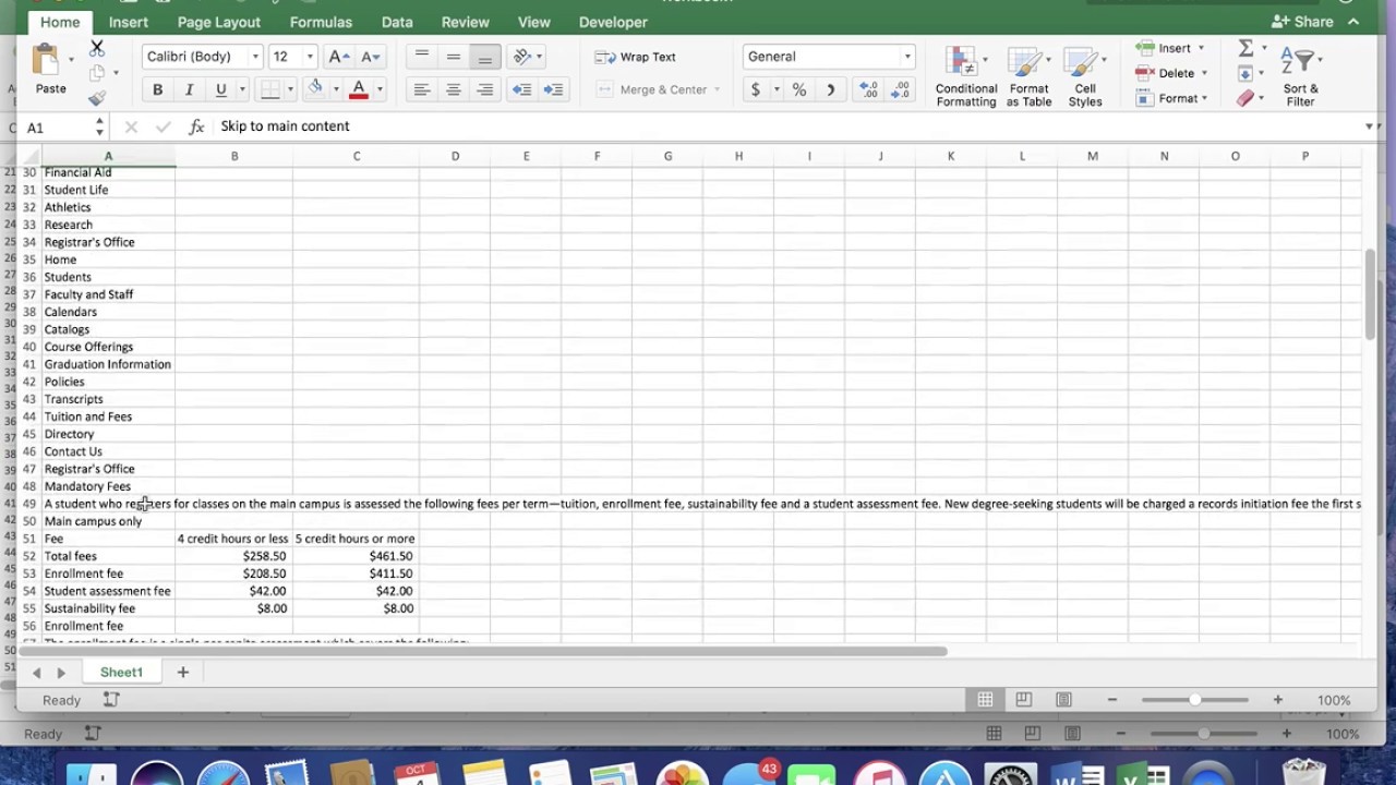 pull website table data into excel for mac